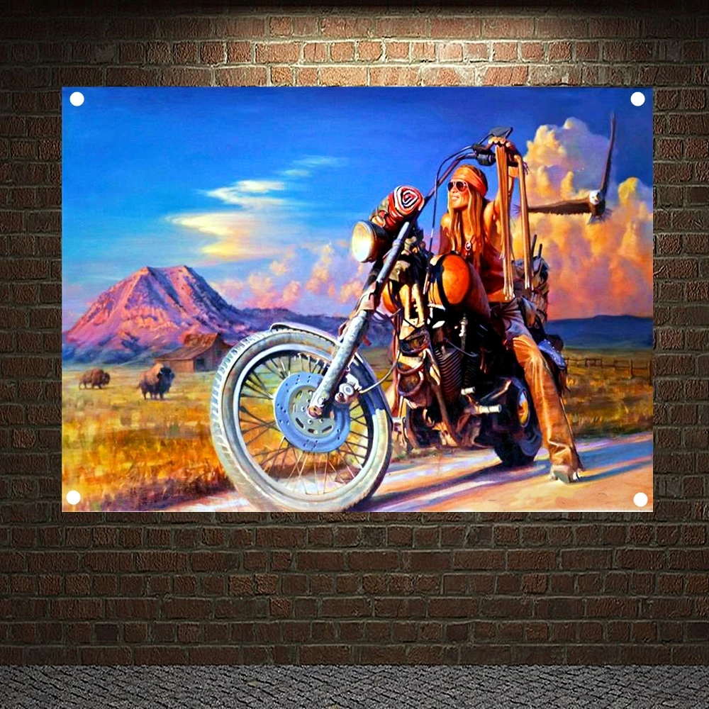 Auto Repair Shop In - Bannière décorative vintage Eagle Easy Rider,
